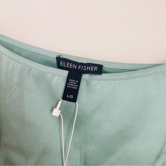 NWT Eileen Fisher Stretch Silk Charmeuse Camisole Camo Large - Picture 3 of 7